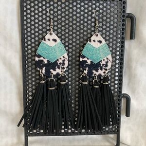 Wood Cow Print Earrings